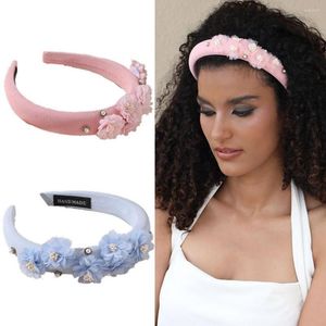 Haarklammern Stoff Blumenstirnbänder für Frauen Mode Blumenpflanze Simulierte Perlenfestparty Haarband Haarwege Jewlry Accessoires