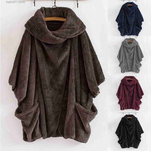 Women's Cape Warm winter thick bat wing sleeves horn buckle loose cape poncho shawl women's shopping jacket T230817
