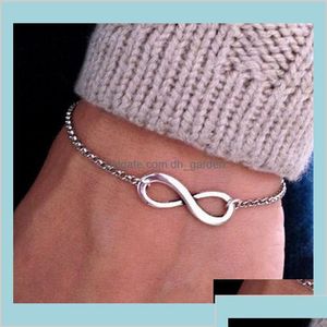 Charm Bracelets Ready Stock Fashion Personalized Infinity Couple Simple Number 8 Sier Plated Chain for Womens Hfqsl Yum9s Drop Del Dhje4