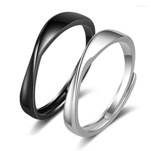 Cluster Rings Simple Black White Open Ring Creative Mobius Пара ювелирные изделия для мужчин Женщины любители свадьбы подарки на день рождения подарки