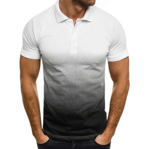 남자 캐주얼 스포츠 티셔츠 여름 라펠 3D 그라디언트 짧은 슬리브 셔츠 x0627