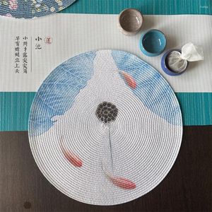 Maty stołowe w stylu chińskim atrament Malowanie podkładek ręcznie okrągły okrąg