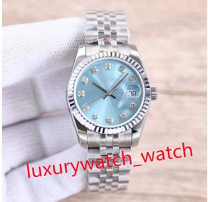 Frauen schauen klassische mechanische 179174 26mm weiße Zifferblatt großer Lupe Sapphire Glas Silber Jubiläum Stahlarmband Luxusuhren