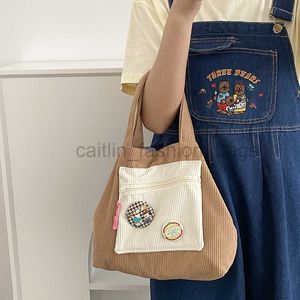 designer bag tote bag Corduroy Cute Women's Handbag 2023 Korean Fashion Environmental Storage Reusable Girls' Small Shopping Handbag caitlin_fashion_bags