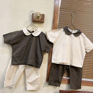 Kläder set sommar baby pojkar flickor kläder set kortärmad bomull t-shirt byxor barn passar koreansk stil
