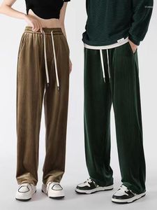Spodnie męskie jesień/zimowe aksamitne spodnie dresowe mężczyźni/kobiety unisex szeroka noga prosta wzór streetwearu rozciągnięte luźne spodnie joggers
