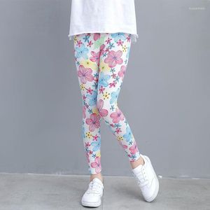 Women's Pants Girls Knee Length Kid Nineth Thin Model Flowers Cropped Clothing Modal Fabric Spring-Summer All-matches Bottoms Leggings