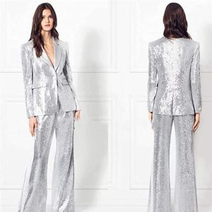 Womens Suits Blazers Fashion Suit 2 Piece Sequin Dekin Dress Party Wedding Tuxedo Pant 230817