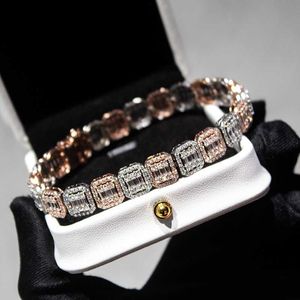 Shiny Chain Hip Hop Hop 10k Gioielli in oro massiccio in oro reale Moissanite Gold Diamond ghiacciato VVS Baguette Bracciale a tennis cluster