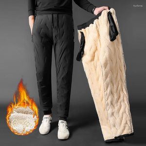 Męskie spodnie Zime mężczyźni dres bresowy lambowola swobodny polar ciepło zagęszczenie joggery wodoodporne czarny szary męskie spodnie termiczne 7xl