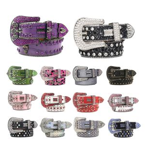 18 storlekar Justerbar kvinna högkvalitativ strassbälte BB Business Designer för Man Gym Studded Lady Bling Crystal Fashion Belts Leather Hot Buckle Girl Casual Belt