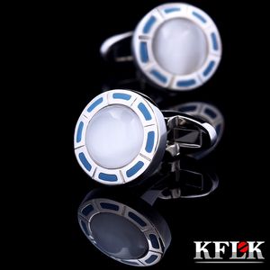 BUFF Links Kflk Jewelry Shirt Cufflinks para masculino Moda de moda Link Botão azul de alta qualidade Casamento de luxo noivo Male convidados 230818