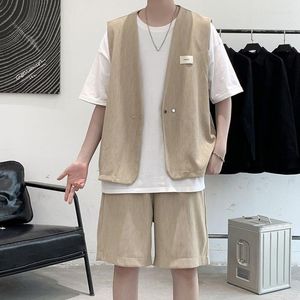 Men's Tracksuits Suit Vest T-shirt Shorts Three Piece Summer Sleeveless Round Neck Short Sleeves White T Shirt Pants Sets