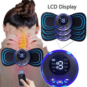 Andra massageföremål Portable Electric Neck Massager Pain Relief Body Massage EMS Cervical Spine Massage Stickers Hälsovård Masajeadora Muskulös 230817