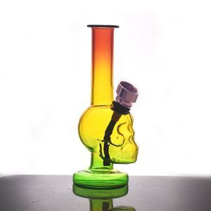 Wholesale Creative Skull glass tobacco water bong pipe for smoking mini protable hookah with metal dry herb bowl