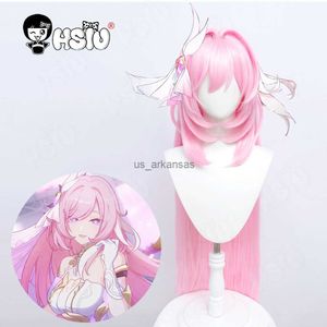 Syntetiska peruker elysia cosplay peruk fiber syntetisk peruk spel honkai påverkan 3 cosplay hsiu rosa långt hår+peruk cap hkd230818