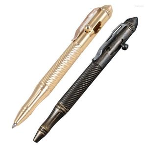 Solid Handmade Brass Gel Ink Pen Retro Twist Pattern Bolt Action Writing Tool School Office Stationery Supply JIAN