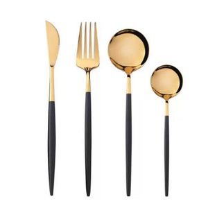 Stainless Steel Tableware Gold Knife Meal Spoon Fork Tea Spoon Flatware Simple Exquisite Western Dinner Cutlery