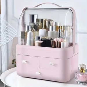 1pc Large Capacity Cosmetic Storage Box with Dustproof Drawer - Multi-grid Organizer for Makeup and Skin Care Products