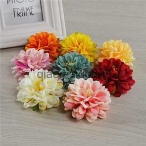 Flores decorativas grinaldas 5pcs 7cm Dahlia Flor Head Blossom Chrysanthemum Fake for Wedding Christmas Decoration Diy Wreath Home Decor HKD230818