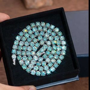 패스 다이아몬드 테스터 3mm 4mm 5mm 6.5mm 925 실버 블루 테니스 체인 Moissanite 테니스 목걸이