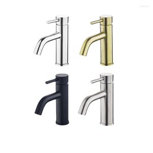 Bathroom Sink Faucets 304 Stainless Steel Washbasin Faucet Brushed Gold Black Chrome Plated Counter Basin And Cold Mixed Water Dragon