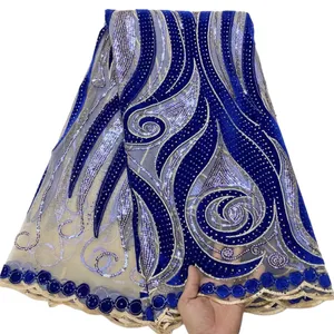 Tule 5 jardas stromestones flaneta renda tecido feminino nigeriano lantejoulas de casamento de costura de costura de costura de costura de ladra africana de dama de dama 2023 de alta qualidade yq-7093