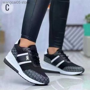 Dress Shoes Women Wedges Sneakers Lace-Up Breathable Sports Shoes Casual Platform Female Footwear Ladies Vulcanized Shoes Zapatillas T230818