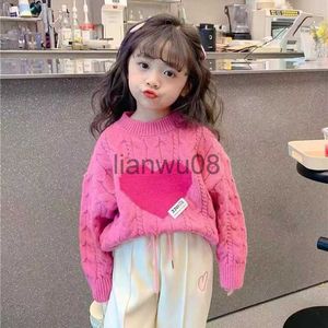 سترة Pullover Girls Love Metketwear Long Sleeve Top 2023 Spring and Autumn New Korean Children Fashion Sweater X0818