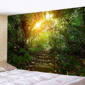 Tapeçarias floresta cachoeira paisagem casa arte tapeçaria boho decoração lago parede pendurado hippie tapete grande tamanho folha sofá cobertor