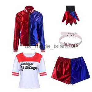 Harley Quinn Cosplay Costume for Kids and Adults, Halloween Suicide Squad Quinn Squad Harley Monster T-shirt Jacket Pants Accessories Full Set