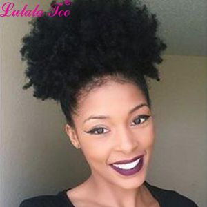 Spetsspår Yepei Afro Drawstring Tail Human Hair African Puff Hair Bun Clip in Kinky Curly Tail Remy 8 Inch 230817