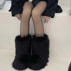 Boots Winter Shoe Women's Winter Fluffy Faux Fox Fur Boots Woman Plush Warm Snow Boots Luxury Footwear Girls' Furry Fur Bottes Fashion J230818