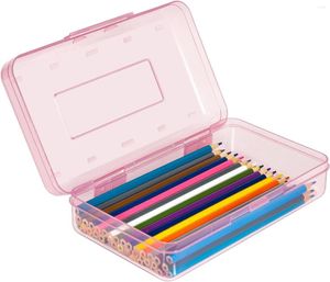 Plastic Pencil Box Large Capacity Case For Kids Girls Boys Adults Hard Crayon Storage With Snap Lid School