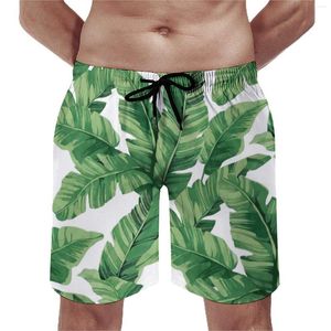 Herren Shorts Sommer Fitnessstudio Banane Blatt Sport Tropical Print Muster Strand lustig komfortable Schwimmstüle großgröße