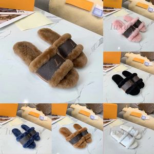 LOCK IT Flat Mules Sandals Designer Fur Slippers Women Furry Slides Wool PASEO COMFORT Sandal Luxury Winter Warm Slipper