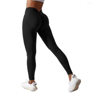 Active Pants Gym Leggings for Women V Back Workout Scrunch Bulfting High midje Yoga