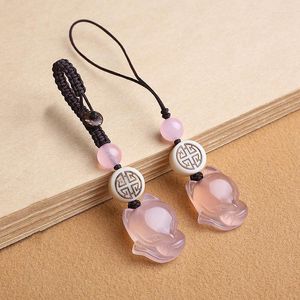 Charms Creative Lanyard Peach Blossom Luck Luck Natural Agate U Disk a sospensione Exquisito Ornamento della catena di telefonia mobile