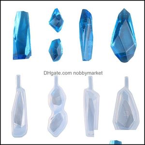 Molds Irregar Stone Pendant Sile Mold Resin Mods Handmade Diy Jewelry Making Tools Transparent Gem Cut Surface Drop Delivery Equipment Oterf