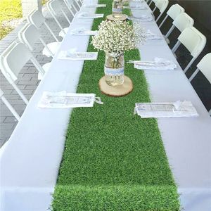 Corredor de mesa Artificial Grass Table Runner 35.5x120cm Green Artificial Decoration Wedding Birthday Banquet Banquet Diy Decoration 230817