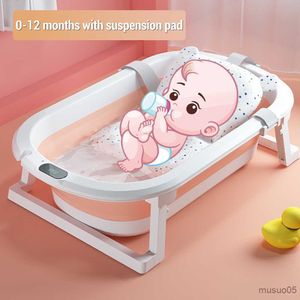 Bathing Tubs Seats Newborn Baby Folding Bath Tub Portable Folding Large Size Anti-Slip Bottom Baby Swim Tubs Portable Children Non-Slip Kid Bathtub R230818