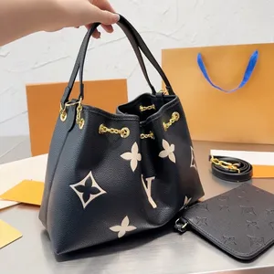 borsa firmata la borsa tote borsa moda donna borsa a secchiello di lusso borsa a secchiello classica in pelle di mucca a grana di tela stampata Borsa a tracolla a mano