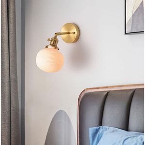 Wall Lamp Fumi Modern Sconce Lamps Lighting Fixture White Ceramics With Copper Holder For Living Room Bedroom Bedsi