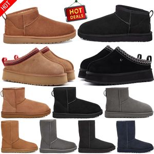 Botas de nieve de diseñador Botines de estilo clásico Australia Zapatillas de deporte Tobillo Zapatos de invierno cortos Triple Negro Castaño Púrpura Rosa Azul marino Gris Botas para mujer