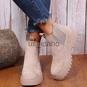 Buty 2023 Kobiety platformowe buty jesienne zimowe krótkie buty zamszowe buty dla kobiet goth chelsea buty kowbojskie botas mujer j230818