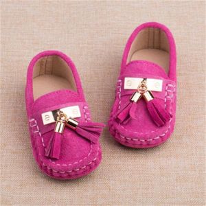 Spring Autumn Kids Shoes Casual Sneakers Soft Loafers Tassel Boys Girls Peas Shoes Children Peas Shoes äkta lädermokasser Storlek 21-30