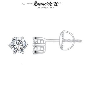 Urok U 09CT D Color VVS1 Ex Ear Stud S925 Nić Klasyczna okrągła krojona korona Lab Lab Diamond Women Jewelry 230817