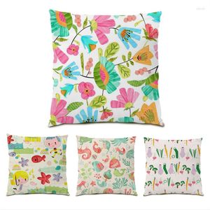 Kudde Beauiful Flower Home Polyester Linen Pillow Case Gift Covers Dekorativ blommig mjuk prydnadsrum Vintage E0589