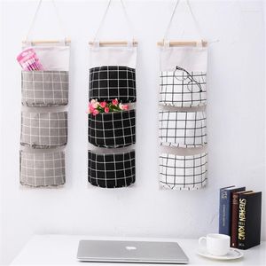 Storage Bags 3 Pockets Cotton Hanging Bag Waterproof Underwear Socks Organizer Save Space Cosmetic Makeup Shelf Sundries