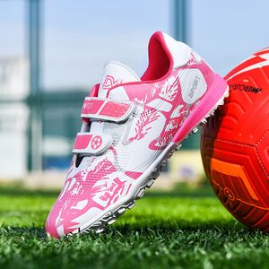 Moda atlética de moda ao ar livre Rosa Sapatos de futebol infantil Gancho e loop meninas Meninas treinando chuteiras de futebol infantil tênis de futebol de futebol 230818